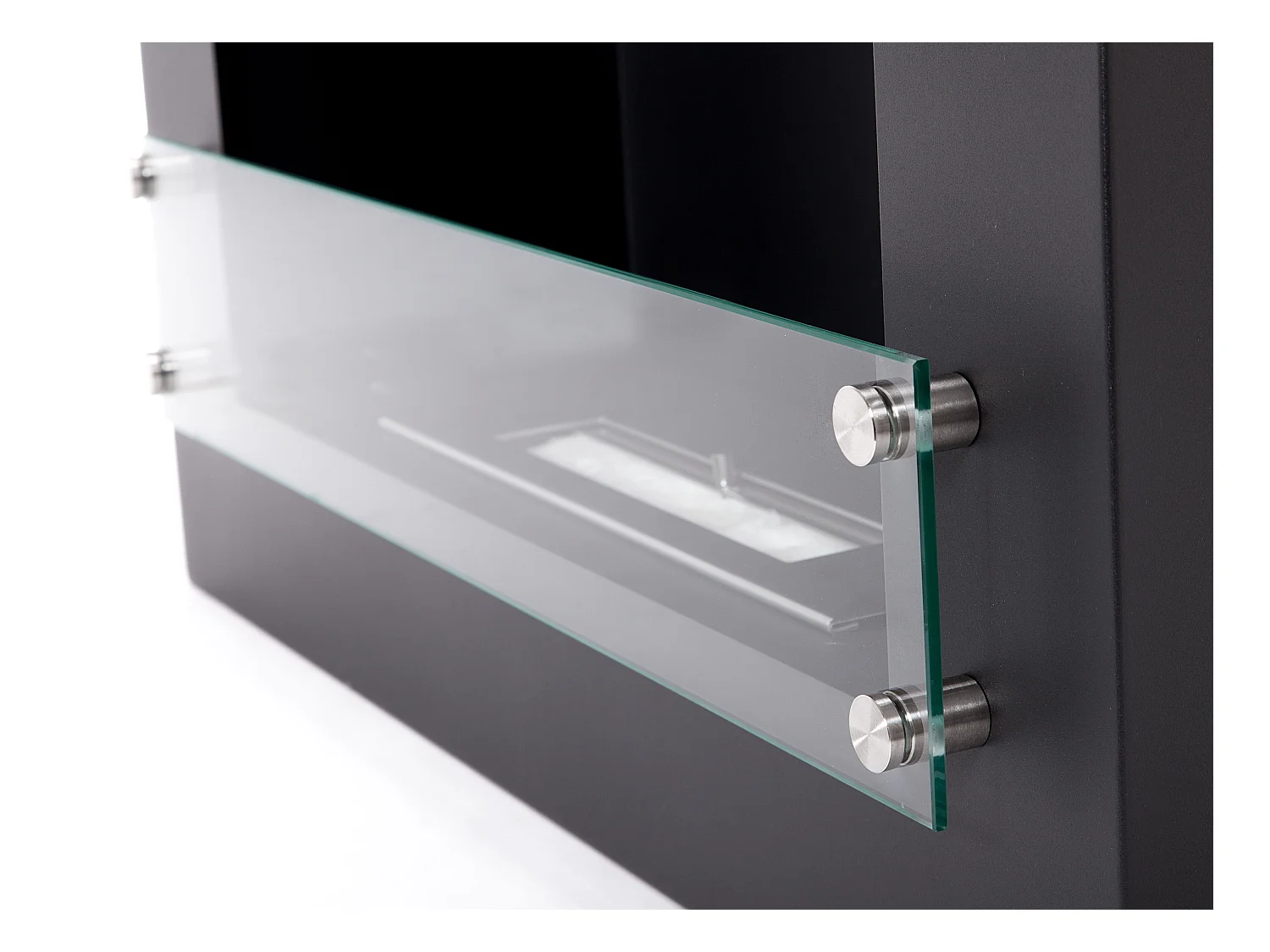 Wandmontierter Ethanol-Kamin aus lackiertem Stahl mit Wandgestaltung