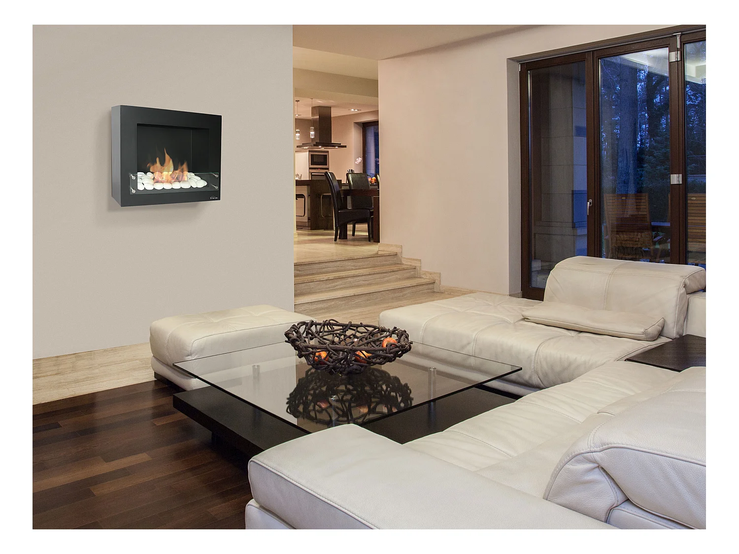 Chimenea de etanol mural en acero lacado