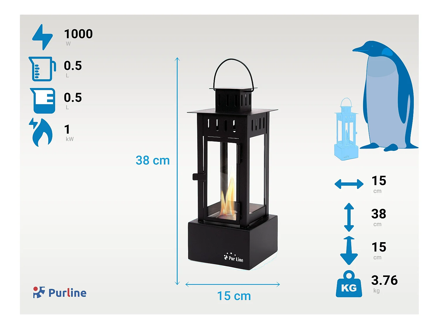 Lanterne éthanol en acier inoxydable