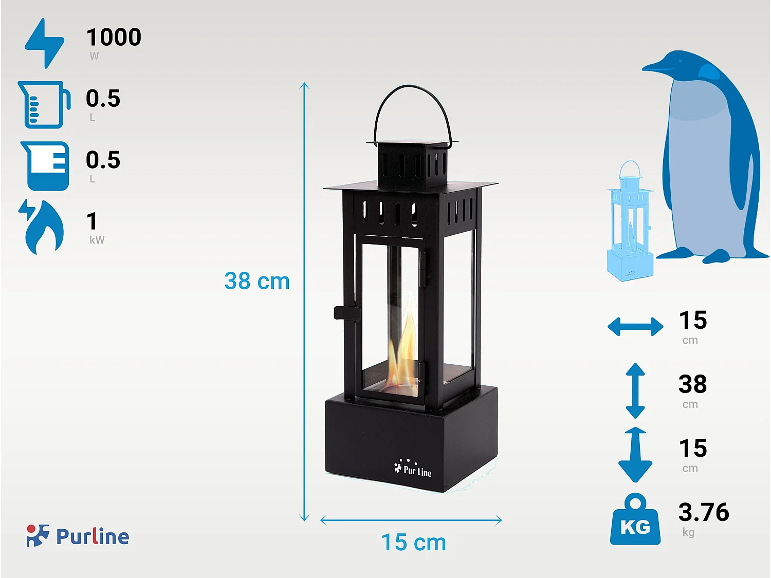 Lanterne éthanol en acier inoxydable