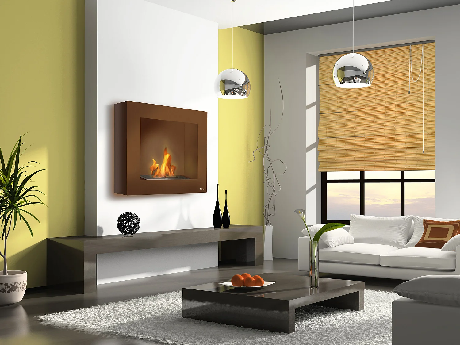 Biocamino a pavimento o a parete con ceppi decorativi in vari colori BESTBIO