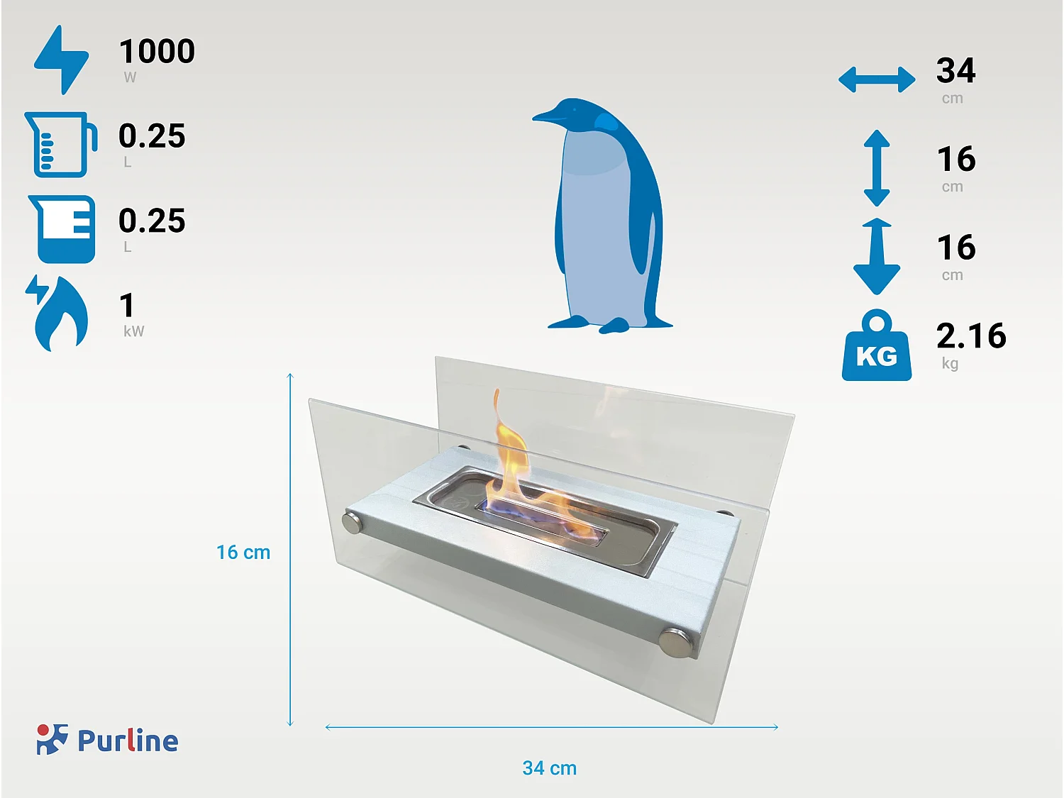 Chimenea de sobremesa de etanol en metal