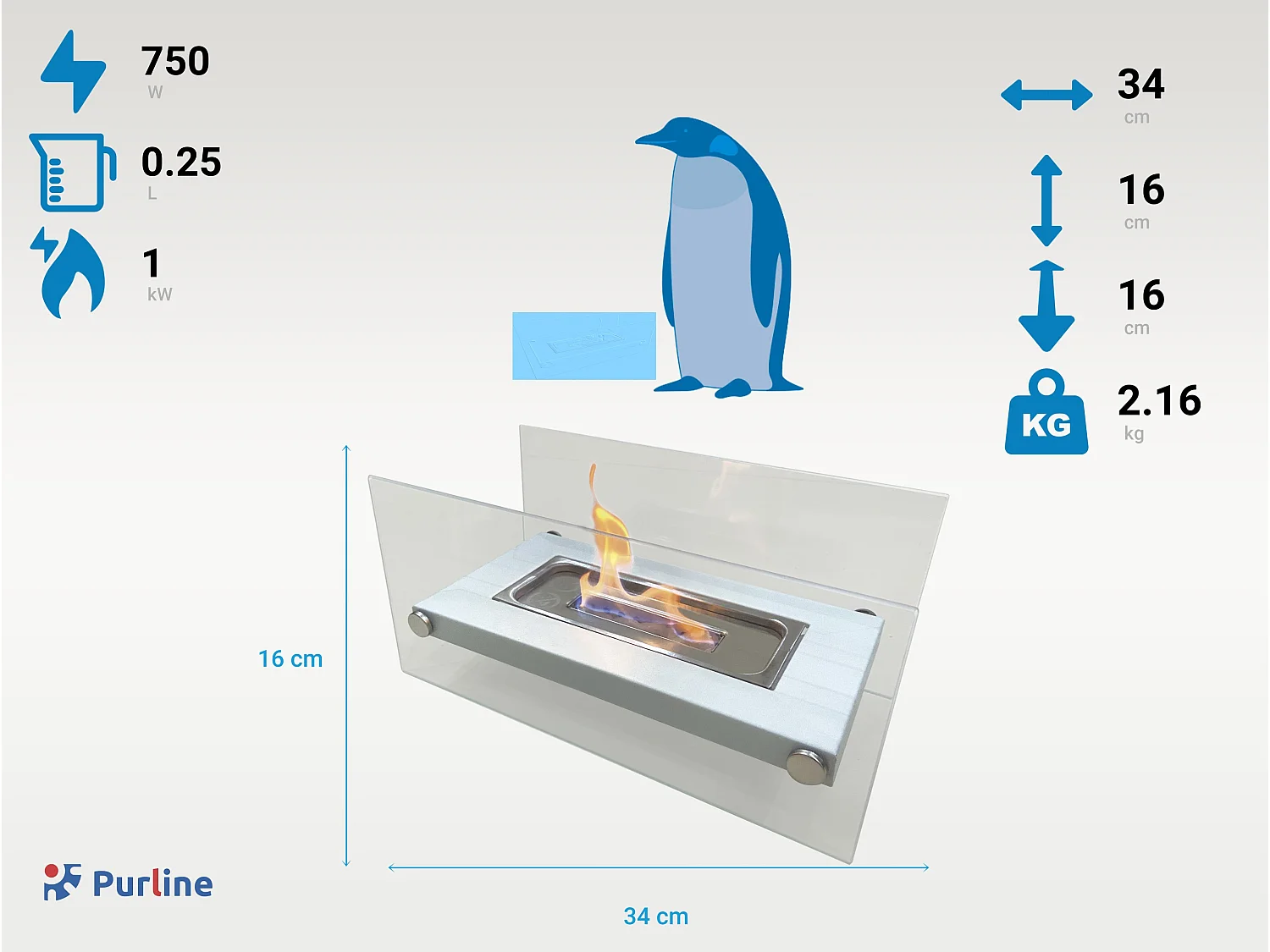 Cheminée éthanol de table en métal