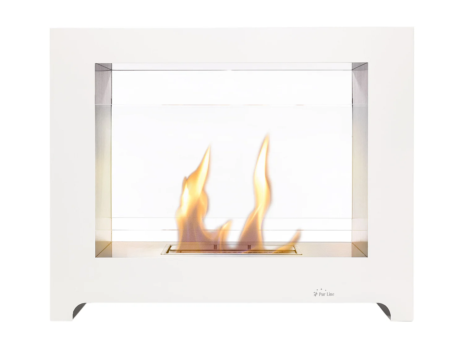 Camino a etanolo da pavimento con vetro temperato