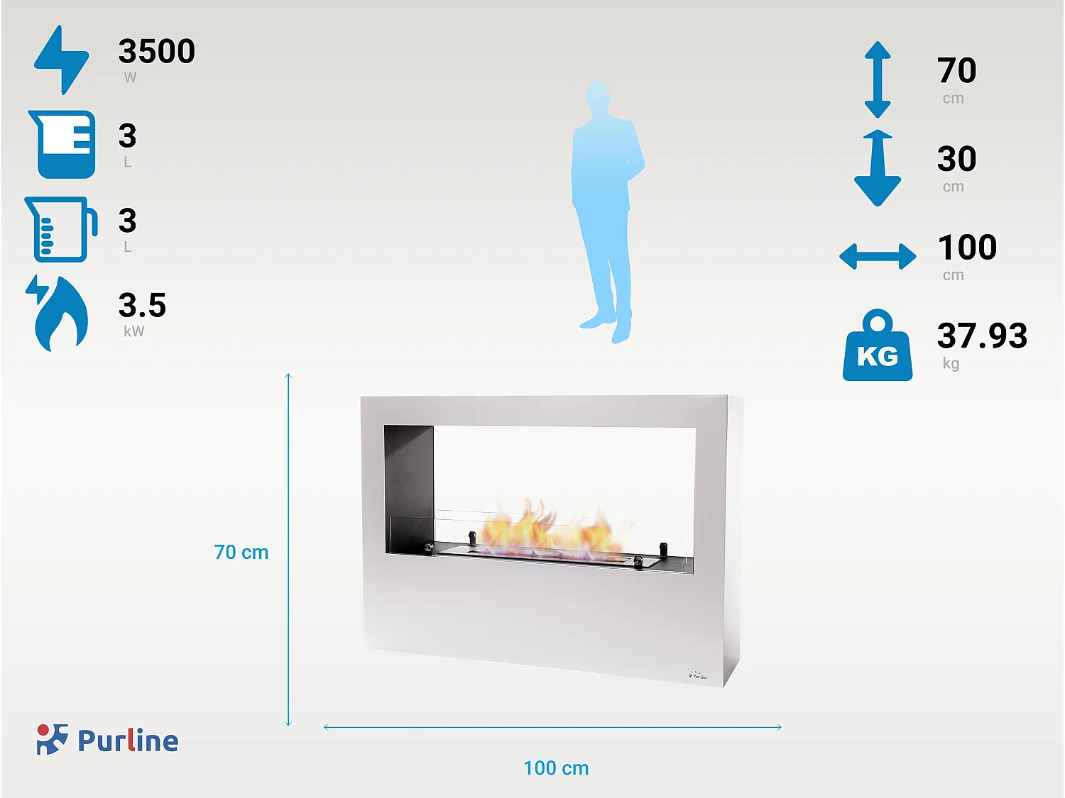 Chimenea de etanol de suelo de grandes dimensiones en acero