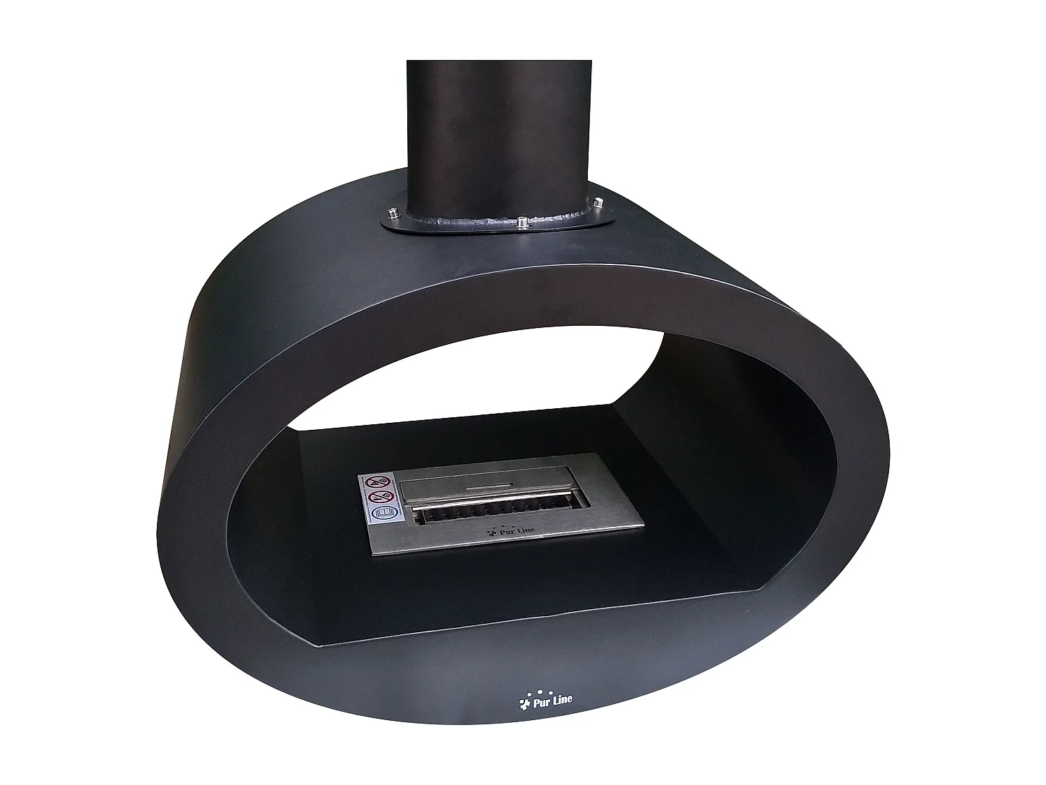 Cheminée à l'éthanol de plafond en acier noir