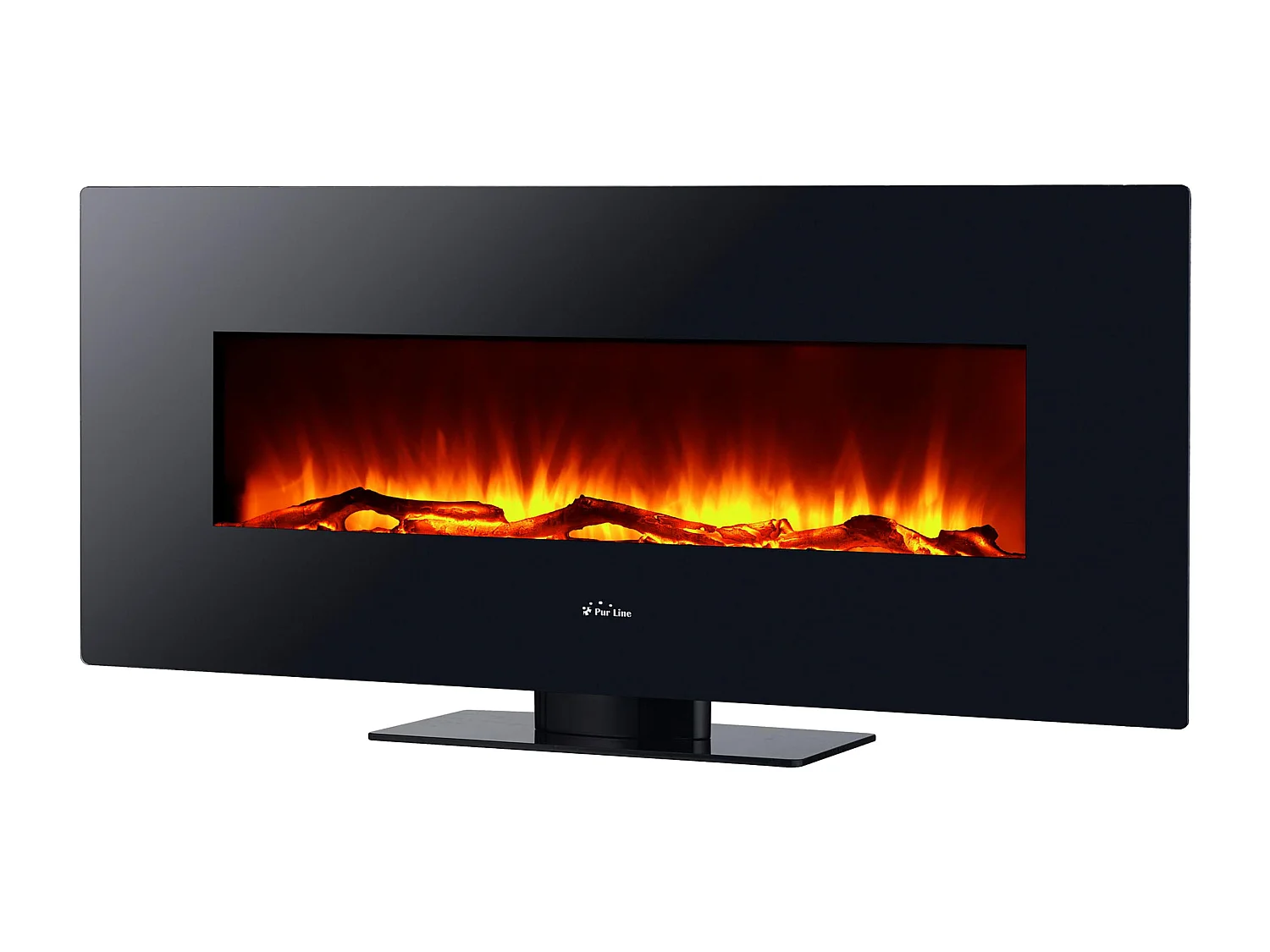 Cheminée électrique panoramique en verre trempé noir