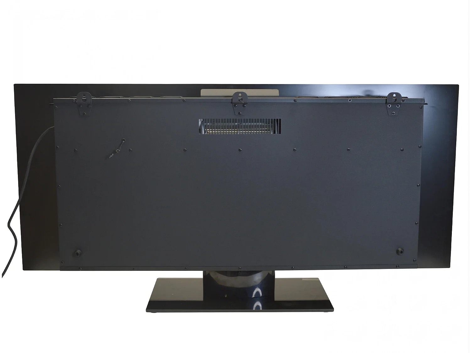 Panoramische elektrische haard in zwart gehard glas