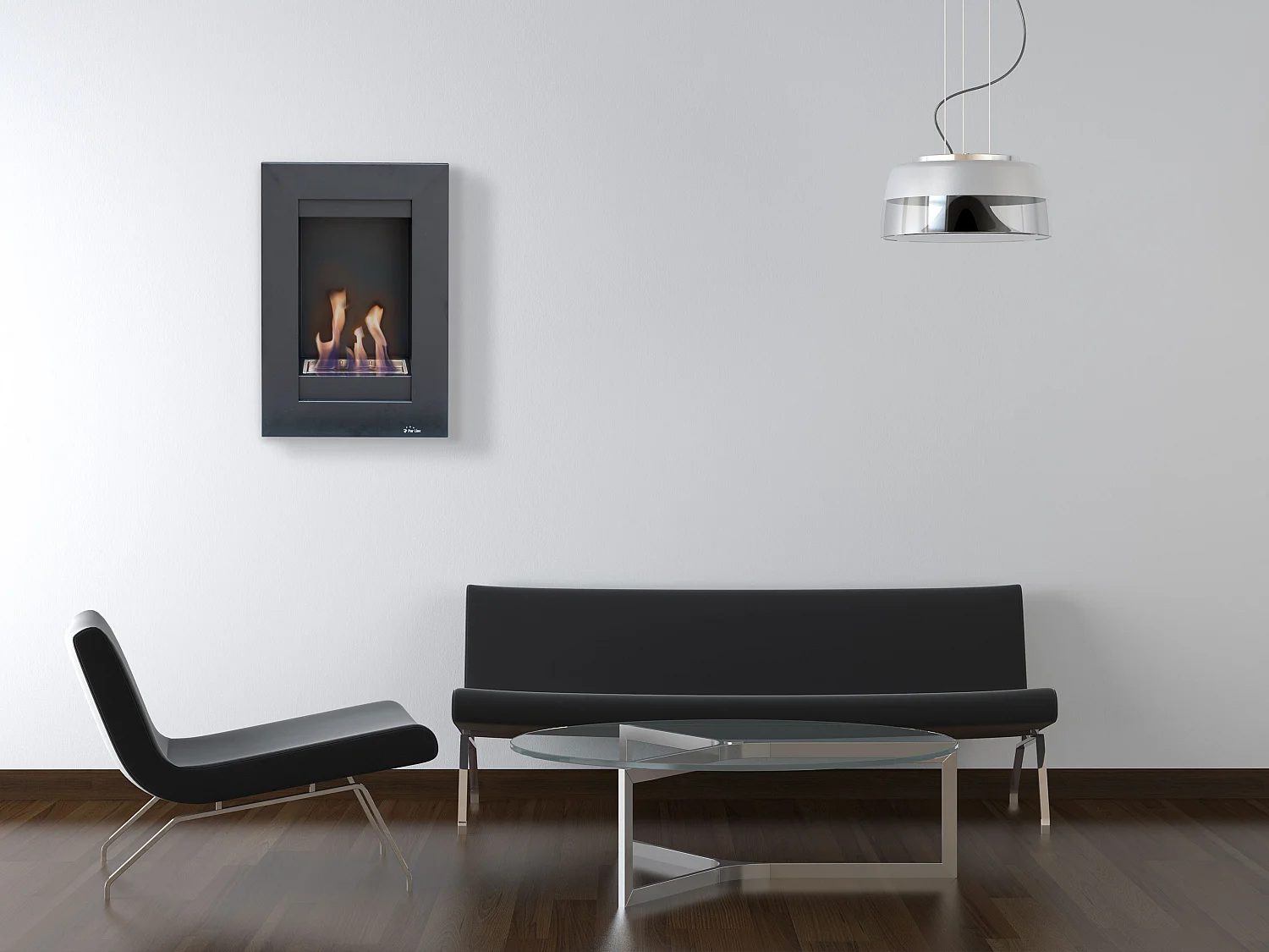 Chimenea de etanol mural vertical en acero negro