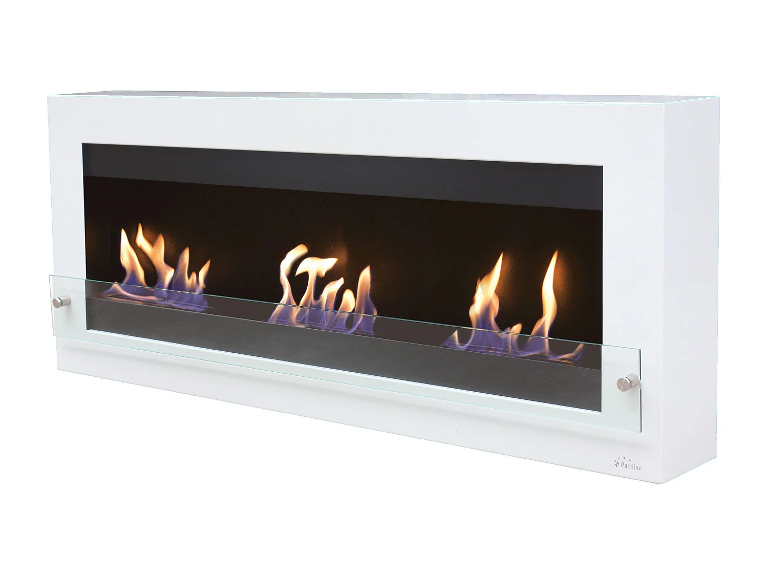 Chimenea de etanol mural extra grande en acero y cristal templado