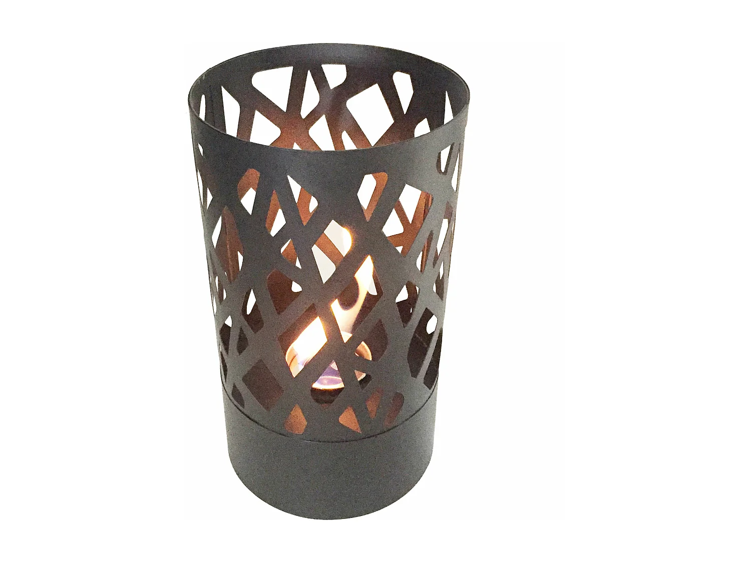 Lareira de mesa cilíndrica a etanol em aço preto