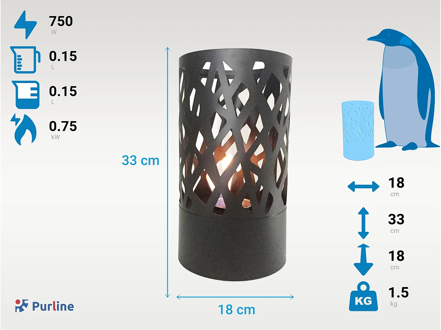 Cheminée de table à l'éthanol en acier noir