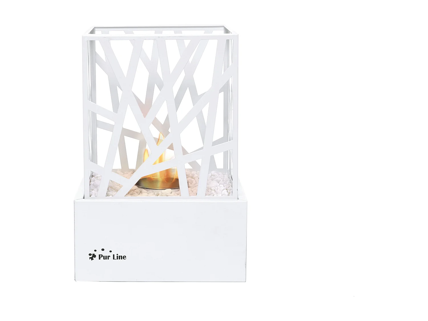 Lareira de mesa a etanol com design em aço esmaltado