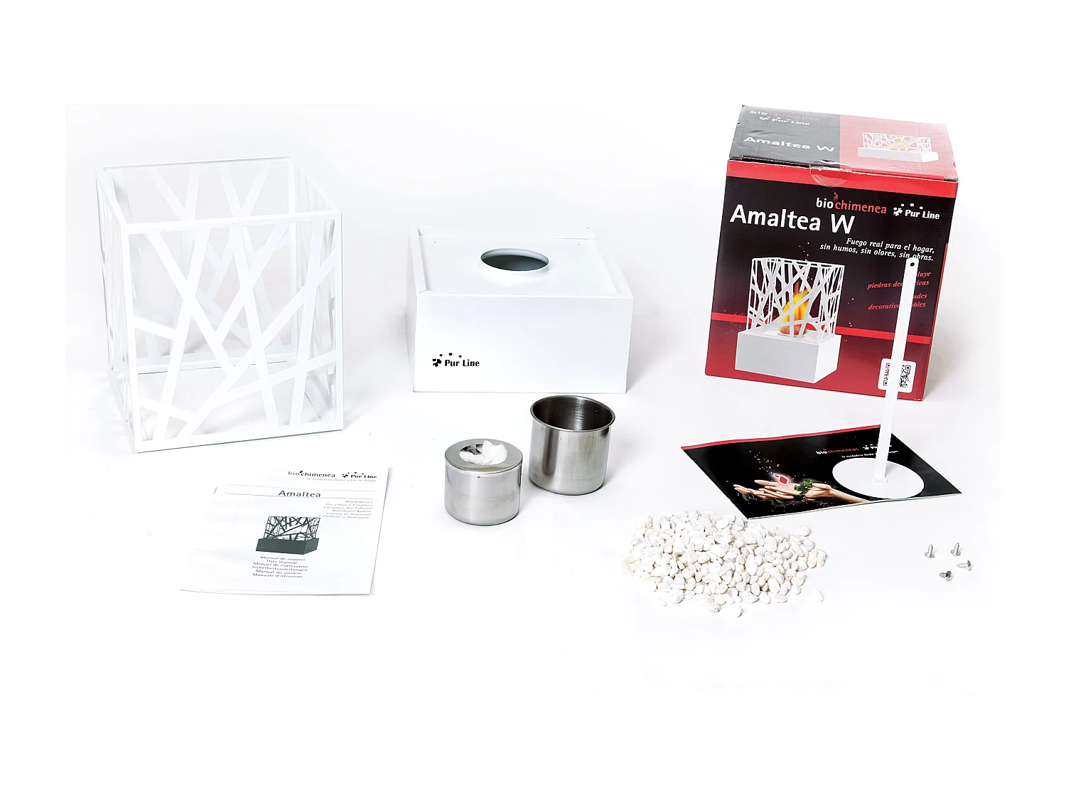 Lareira de mesa a etanol com design em aço esmaltado