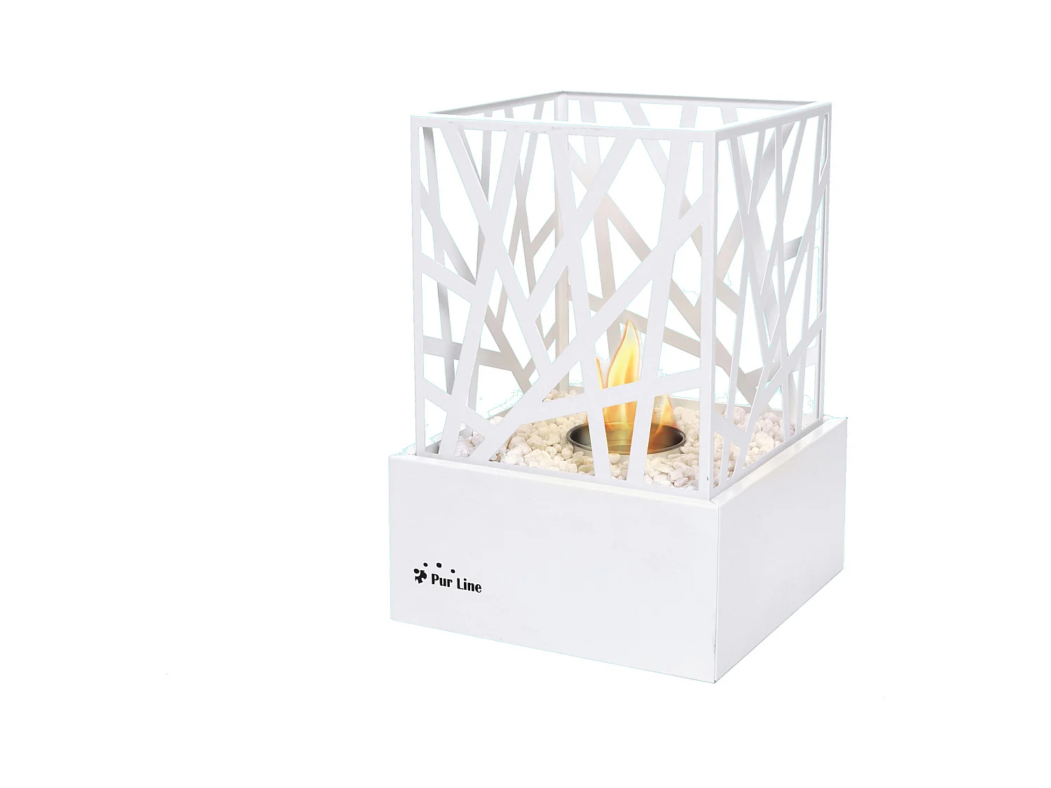 Lareira de mesa a etanol com design em aço esmaltado