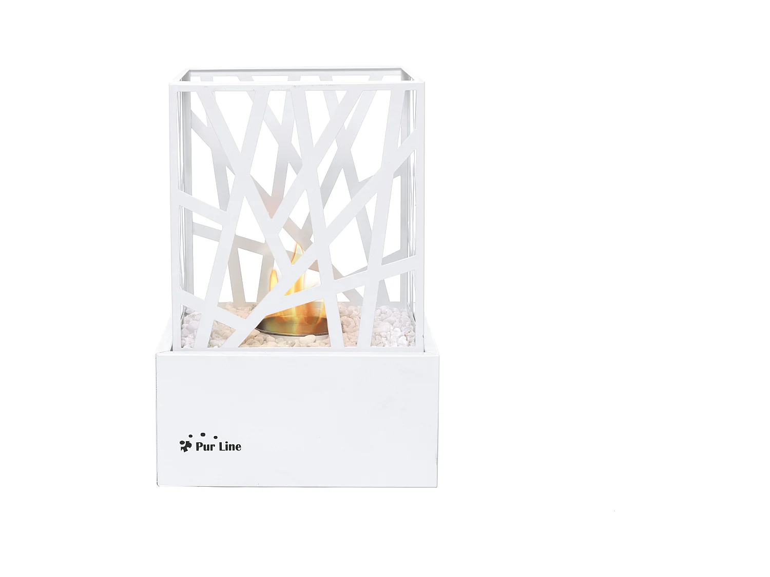 Lareira de mesa a etanol com design em aço esmaltado