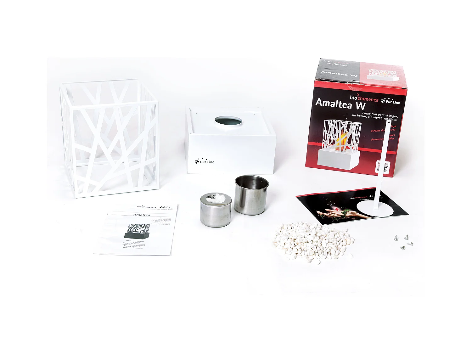 Lareira de mesa a etanol com design em aço esmaltado