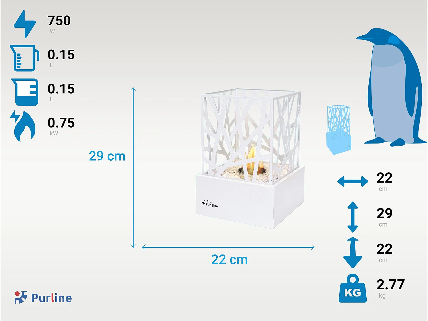 Chimenea de etanol diseño de sobremesa en acero esmaltado