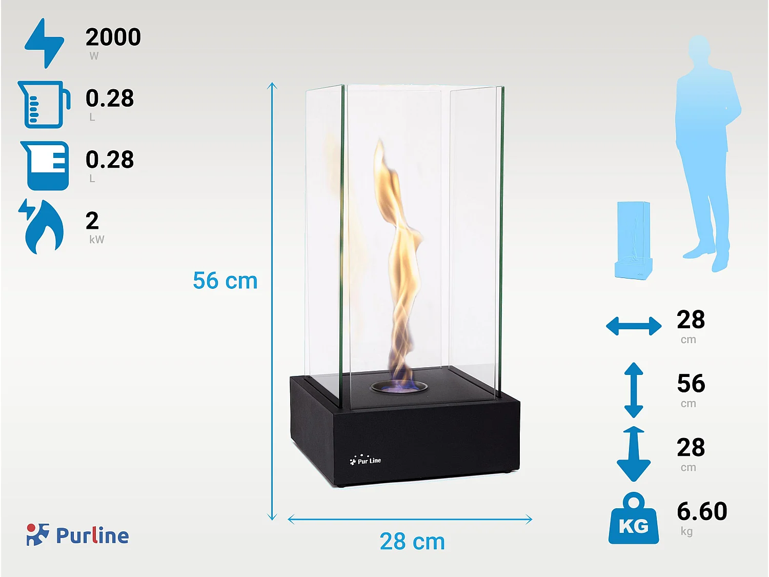 Tafelmodel ethanolhaard met tornado-effectvlam
