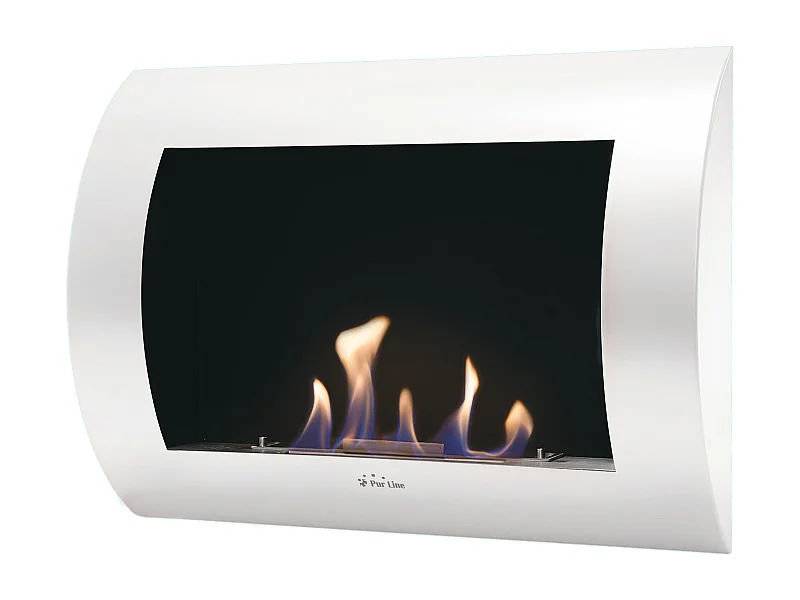 Cheminée à l'éthanol en acier laqué blanc