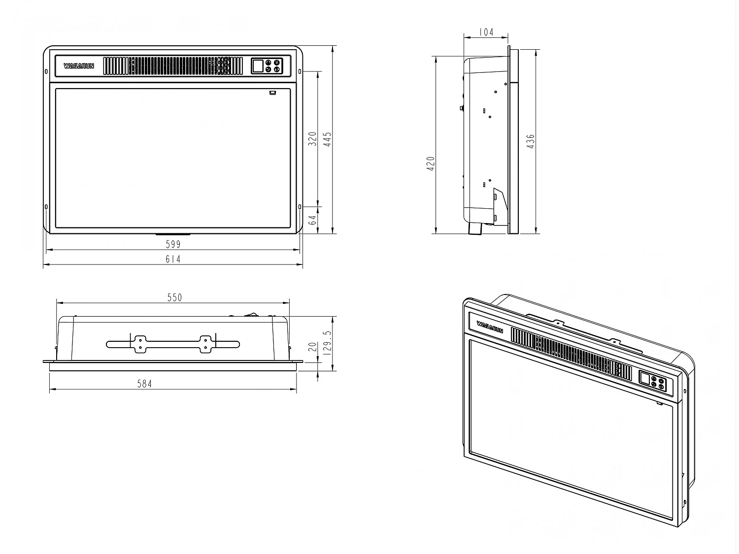Elektrische haard 2000W voor wandmontage met afstandsbediening en regelbare vlam
