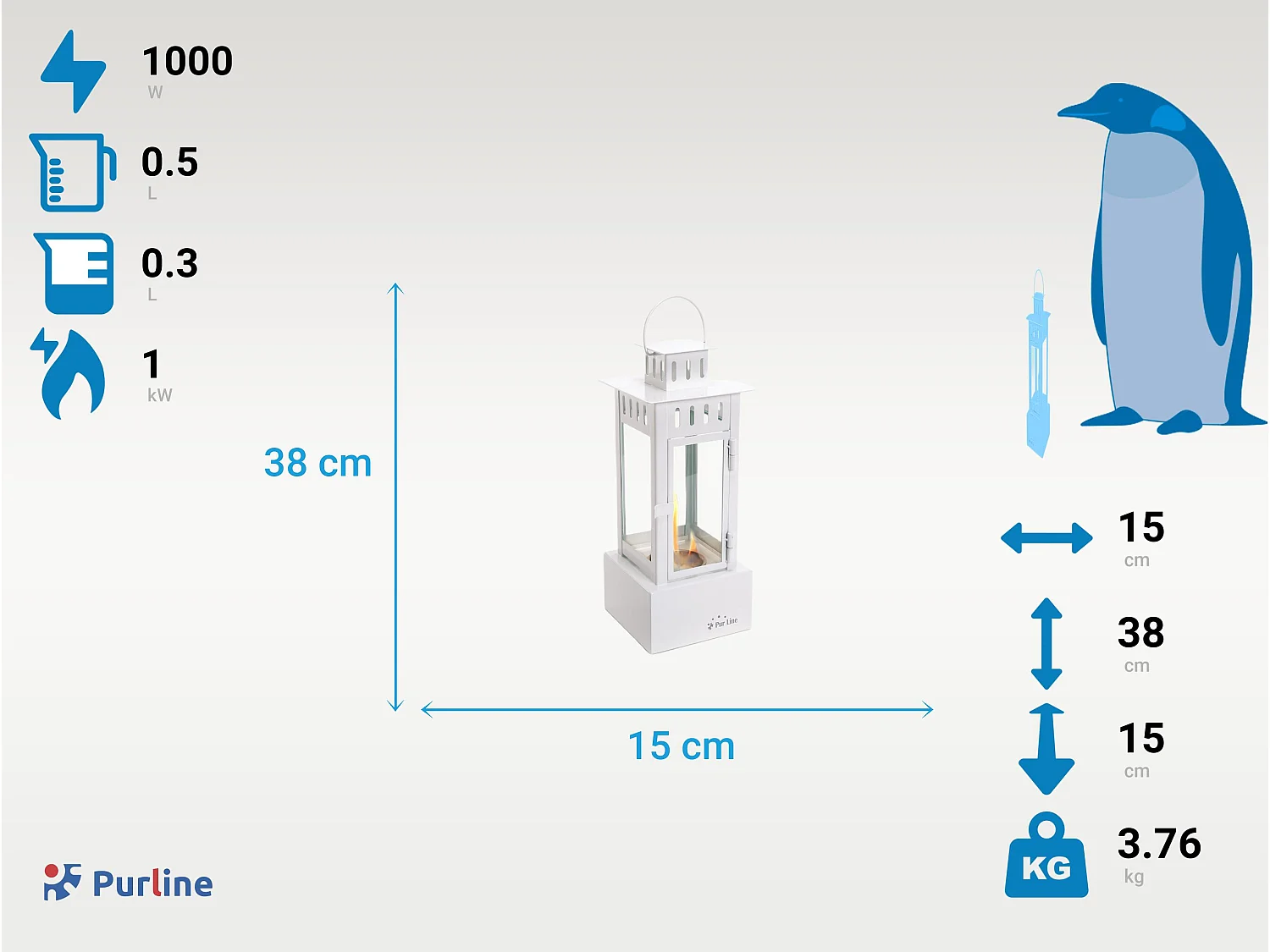Lanterne éthanol en acier inoxydable