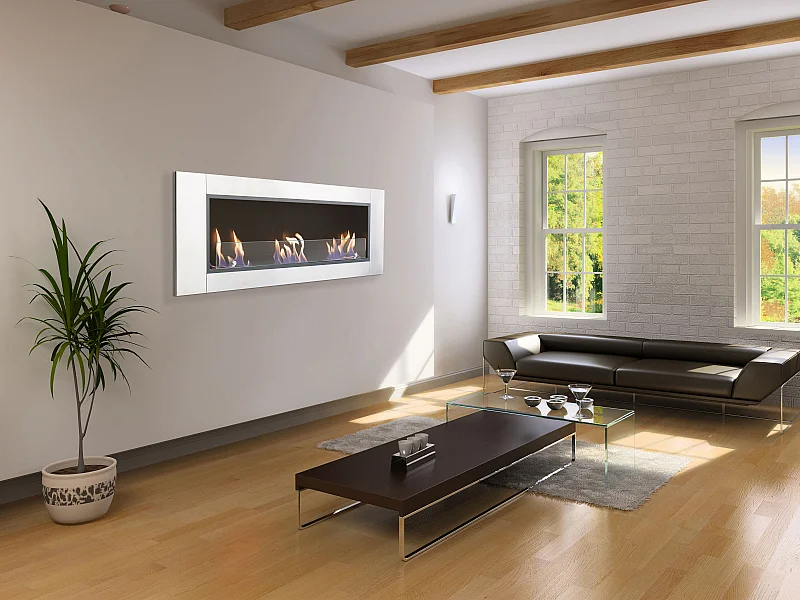 Bodenstehender Ethanol-Kamin, vertieftes Design, große Abmessungen und 3 Brenner