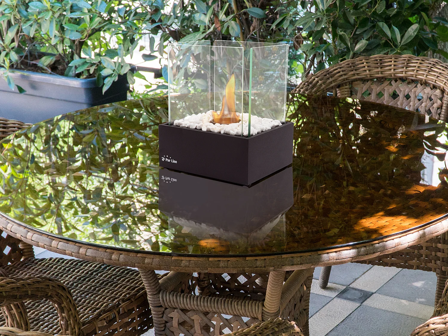 Cheminée éthanol de table en métal noir