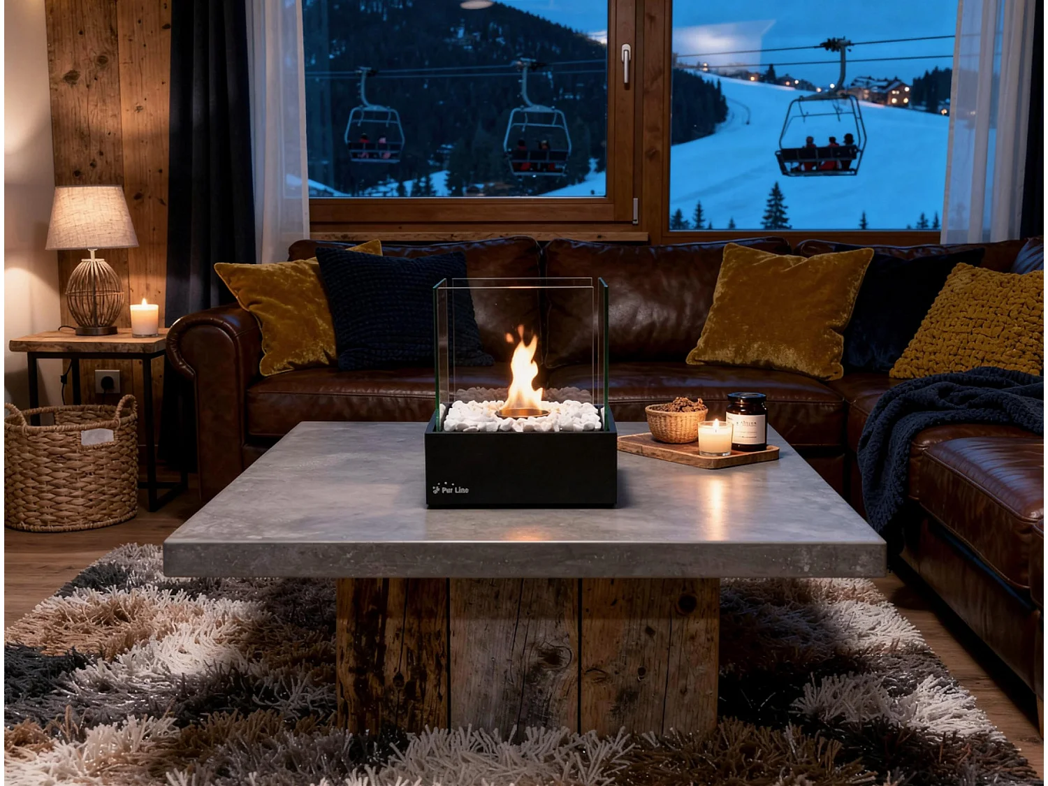 Cheminée éthanol de table en métal noir