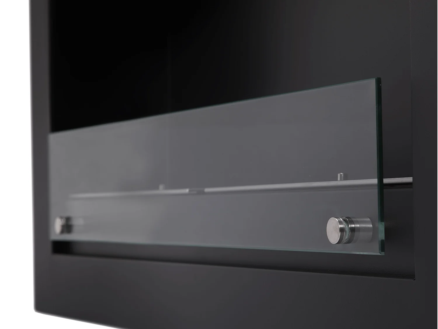 Large cheminée à l'éthanol en acier noir et double flamme