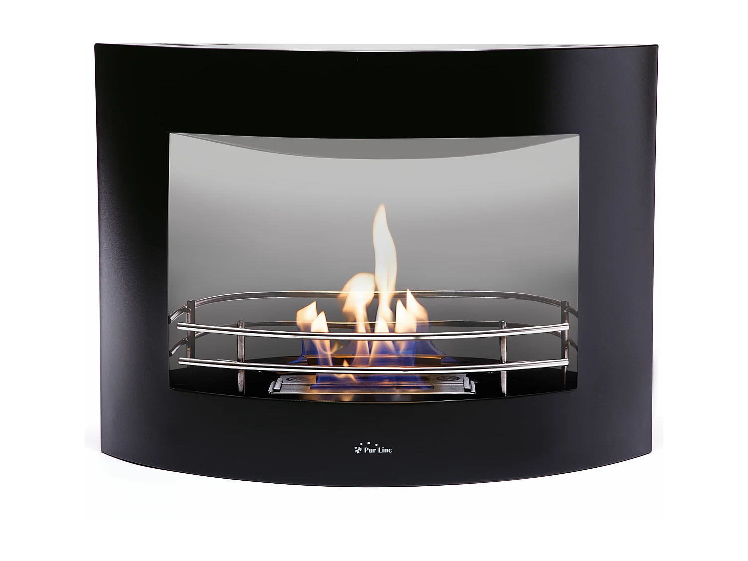 Ethanolhaard met wandmontage en zwart geëmailleerd roestvrij stalen front