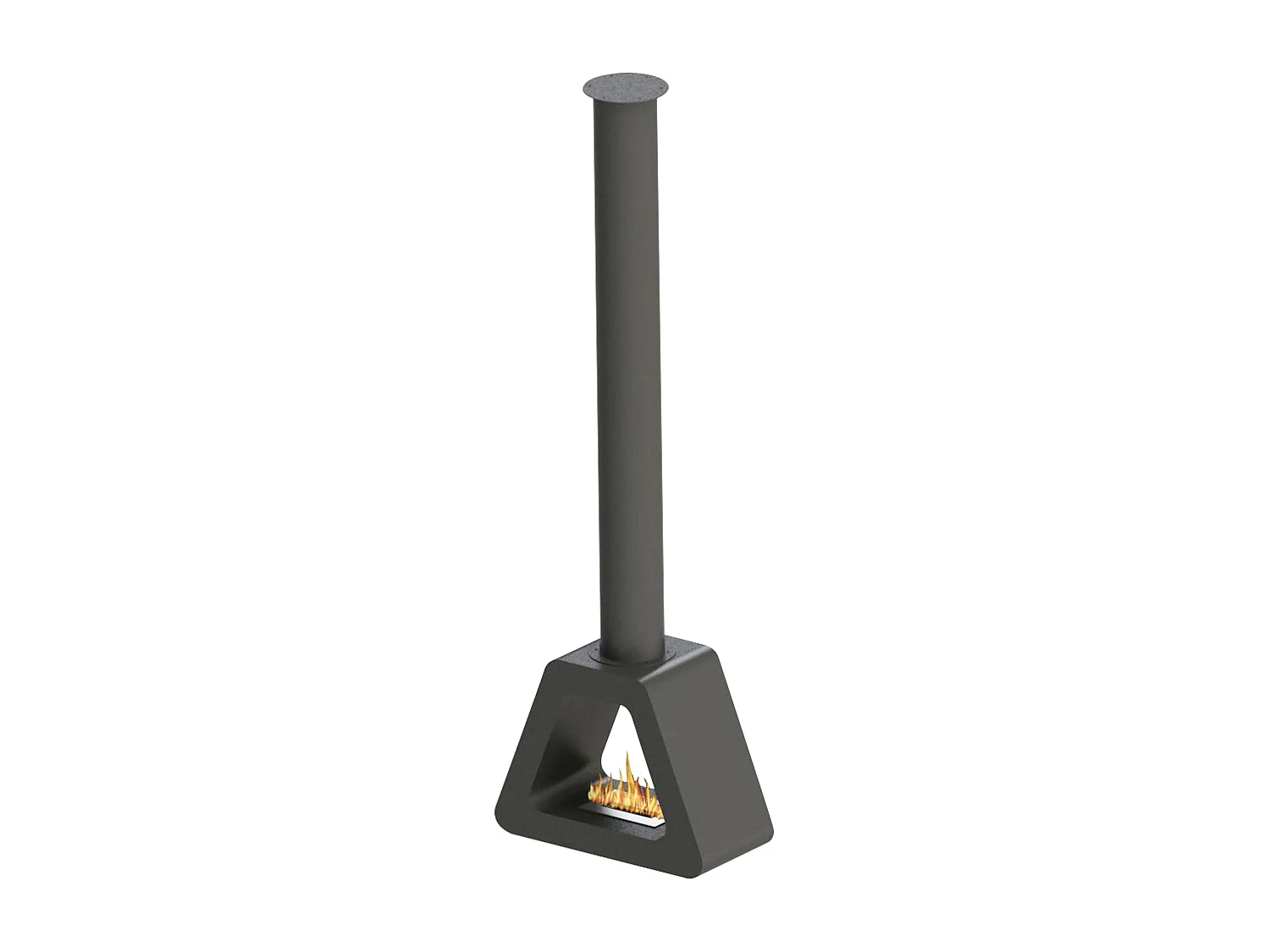 Cheminée éthanol à toit triangulaire en acier