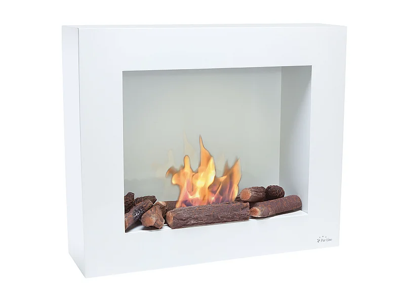 Bioethanol-Wand/-Bodenkamin weiße Farbe mit Holz-Kit, Trichter und Krug