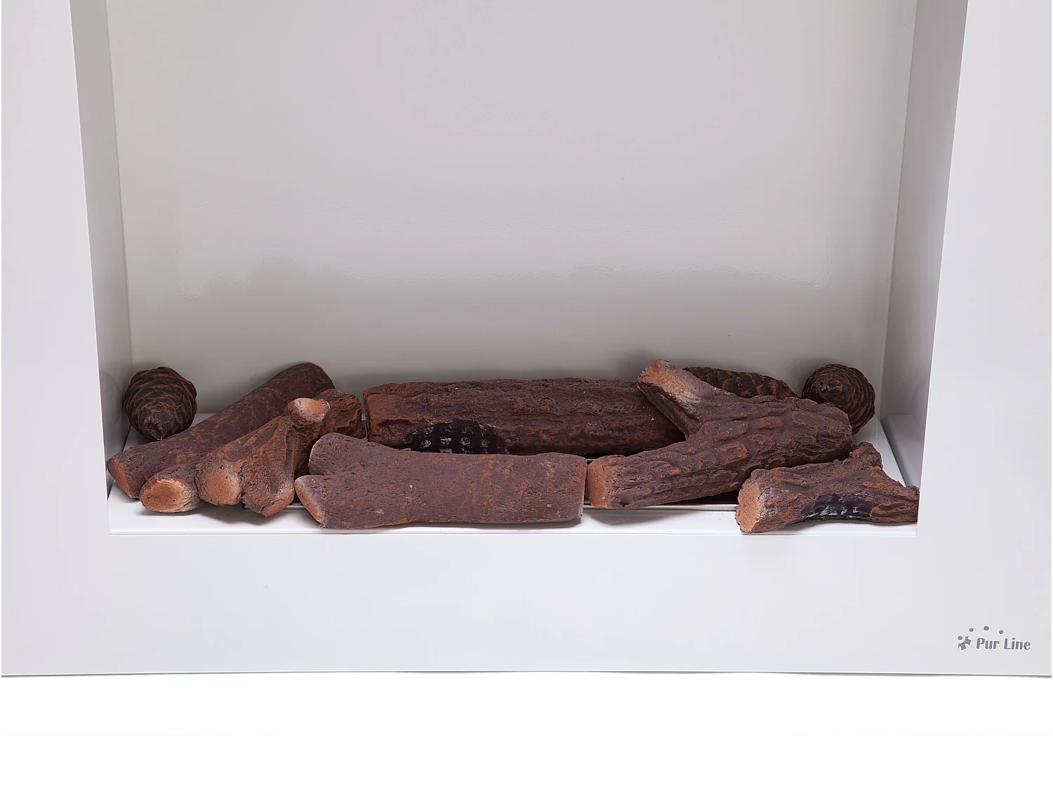 Vloer- of wandgemonteerde ethanolhaard in wit met trechterblokset en kruik