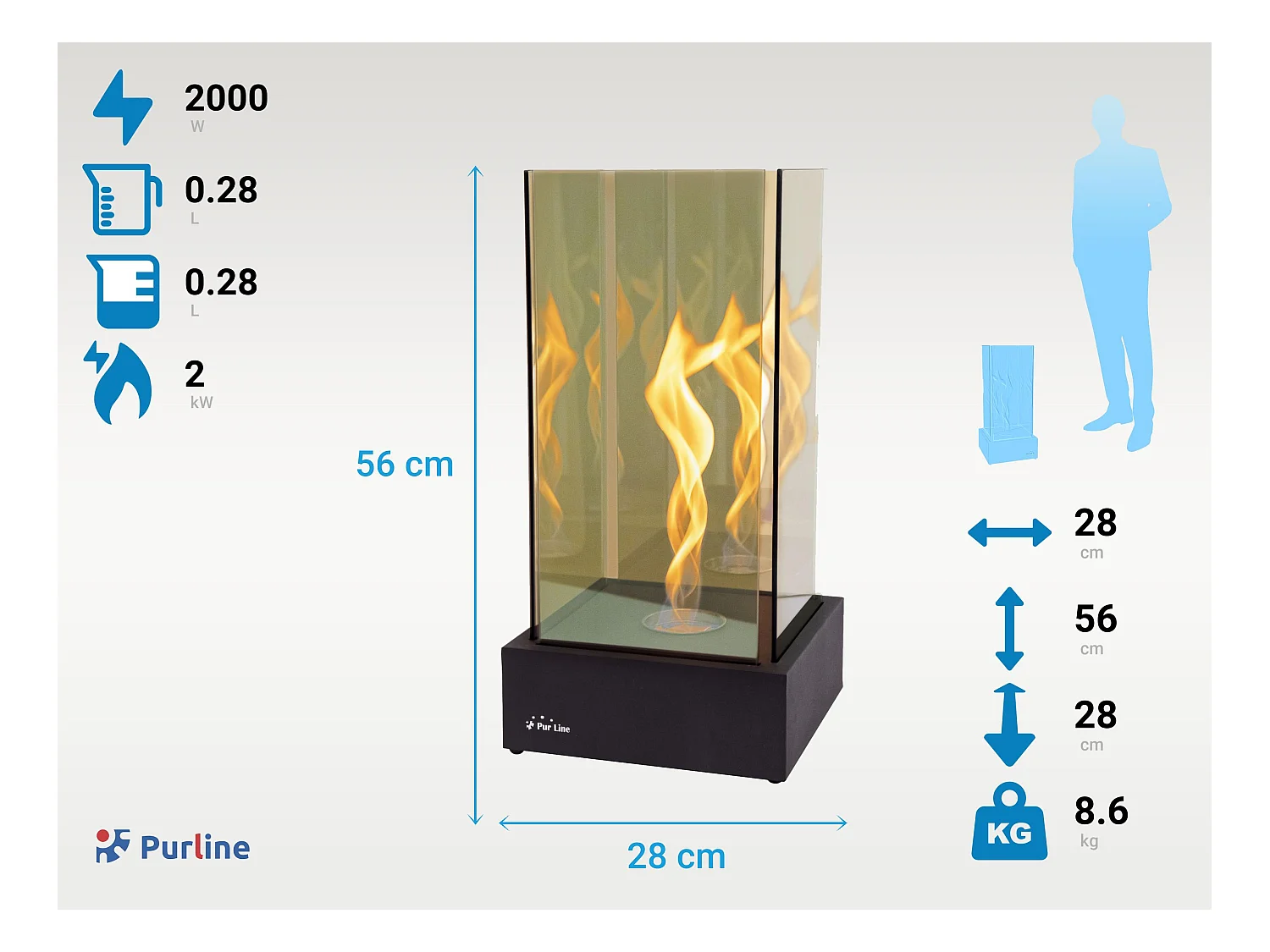 Tafelmodel ethanolhaard met tornado-effect en vlam met infinity-effect