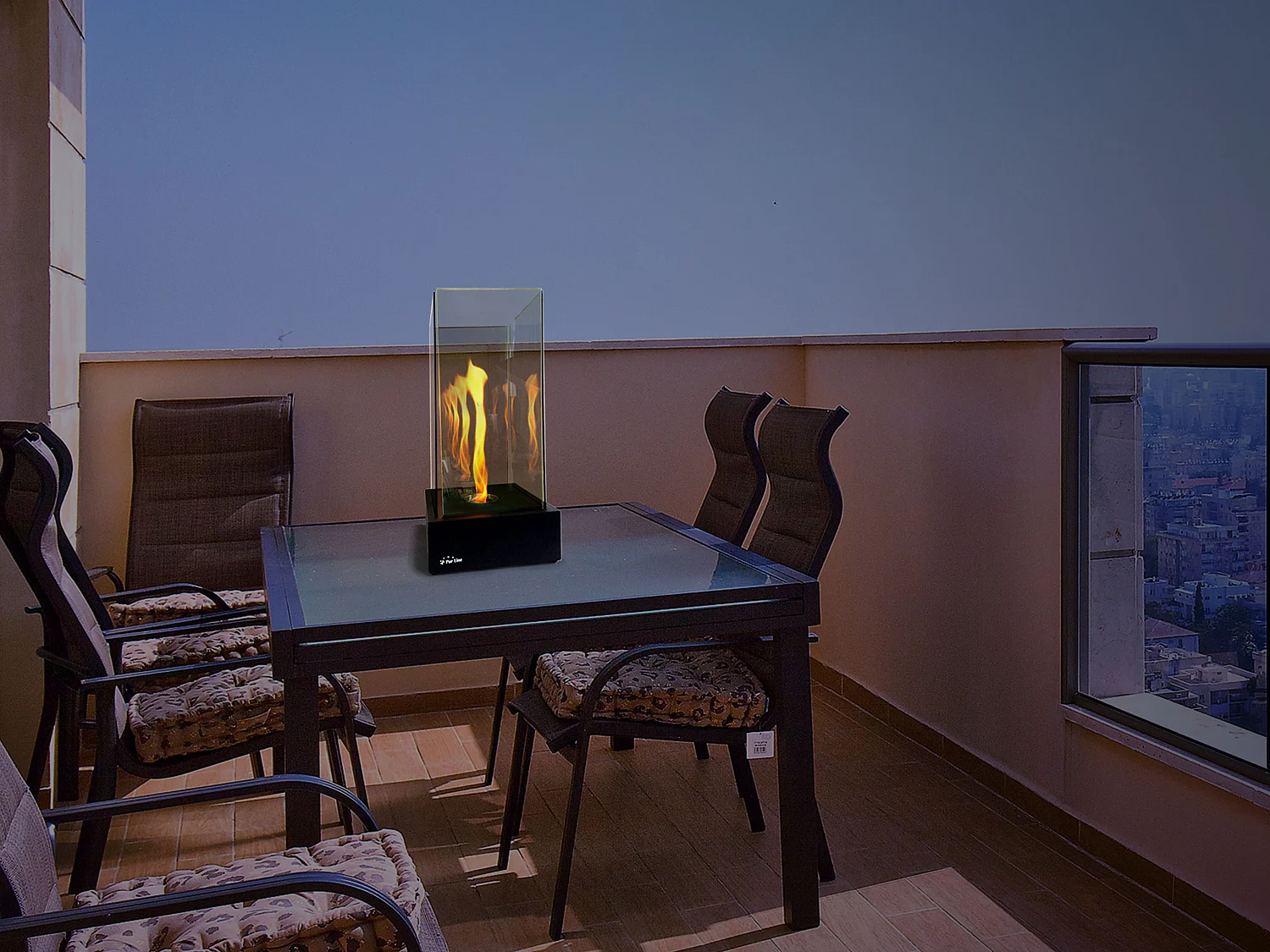 Biolareira de mesa com efeito de tornado e chama de efeito infinito