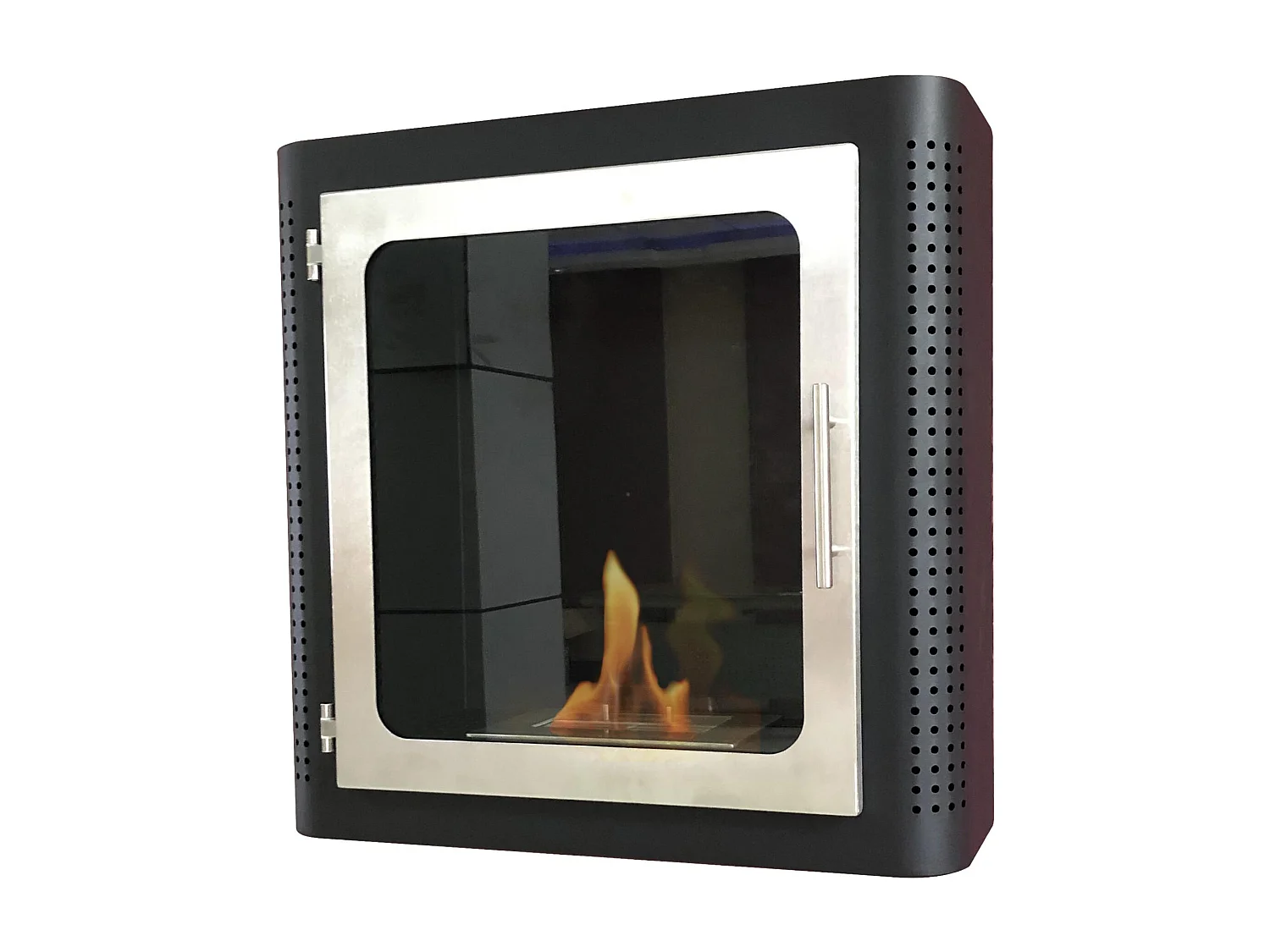 Cheminée à l'éthanol en acier noir