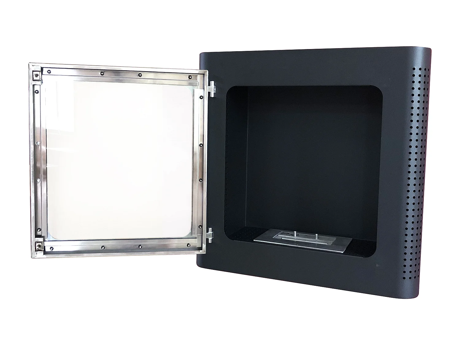 Cheminée à l'éthanol en acier noir