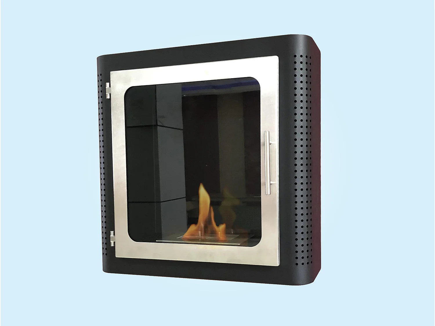 Cheminée à l'éthanol en acier noir
