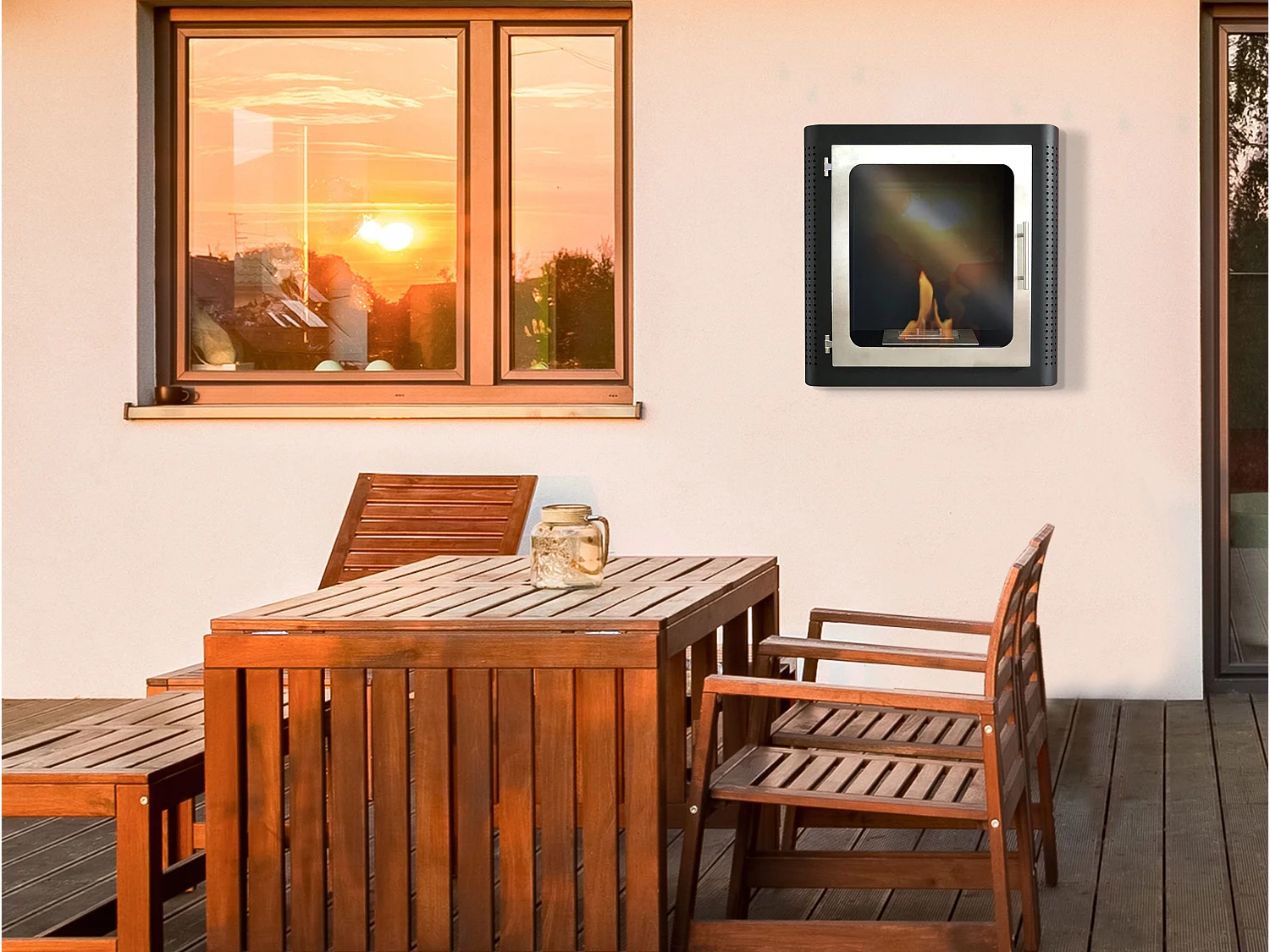 Cheminée à l'éthanol en acier noir