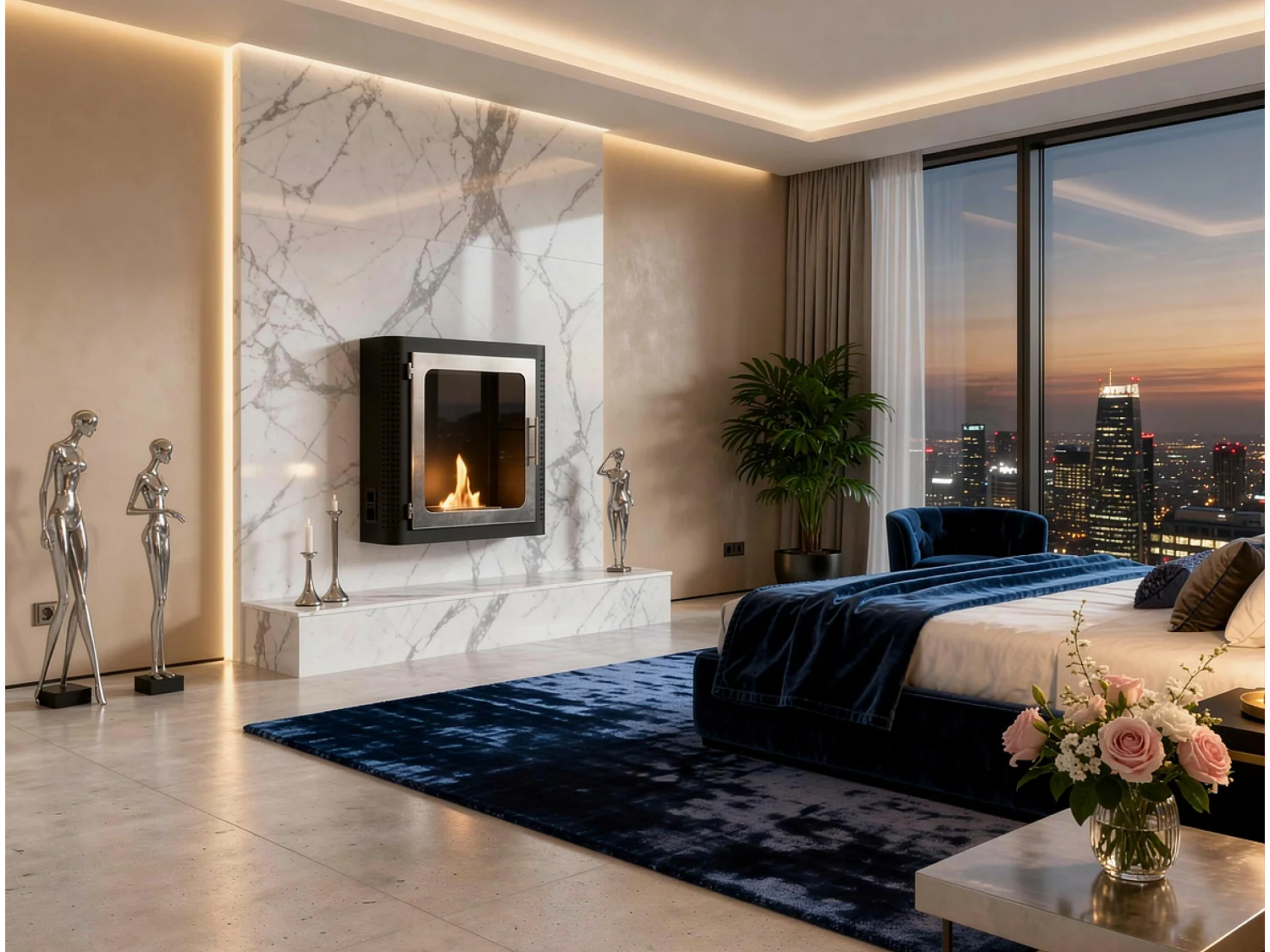 Ethanolhaard, vierkante wandschouw in zwart geëmailleerd staal