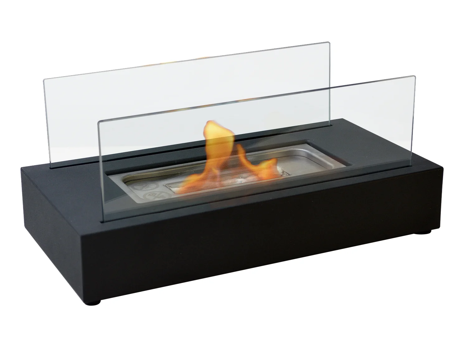 Chimenea de etanol de sobremesa con dos pantallas de cristal templado