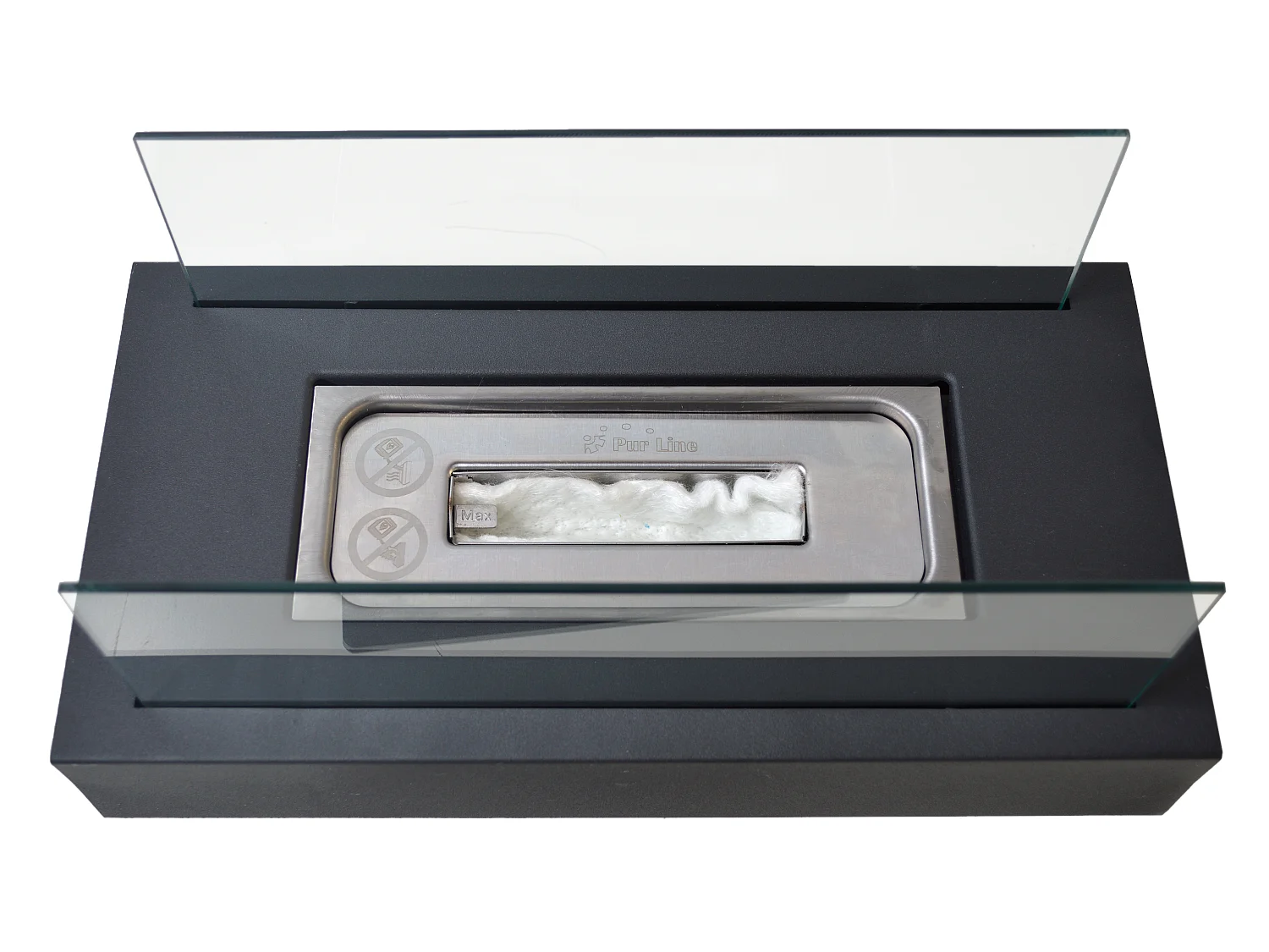 Chimenea de etanol de sobremesa con dos pantallas de cristal templado