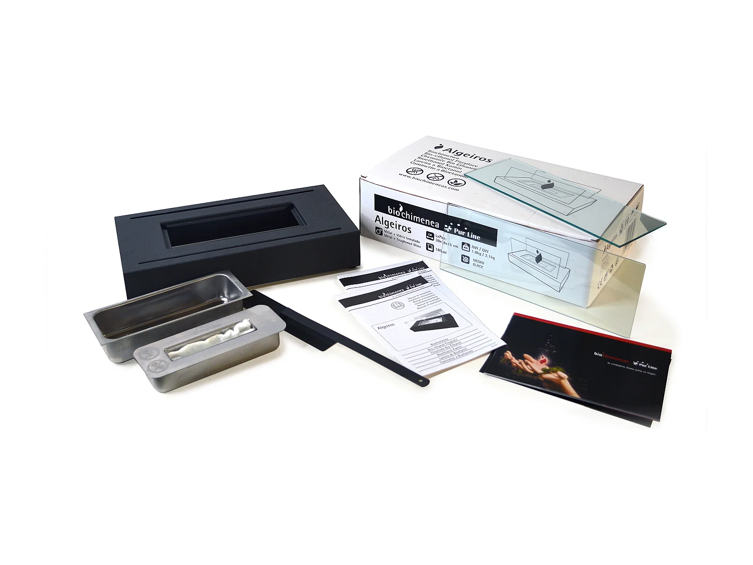 Chimenea de etanol de sobremesa con dos pantallas de cristal templado