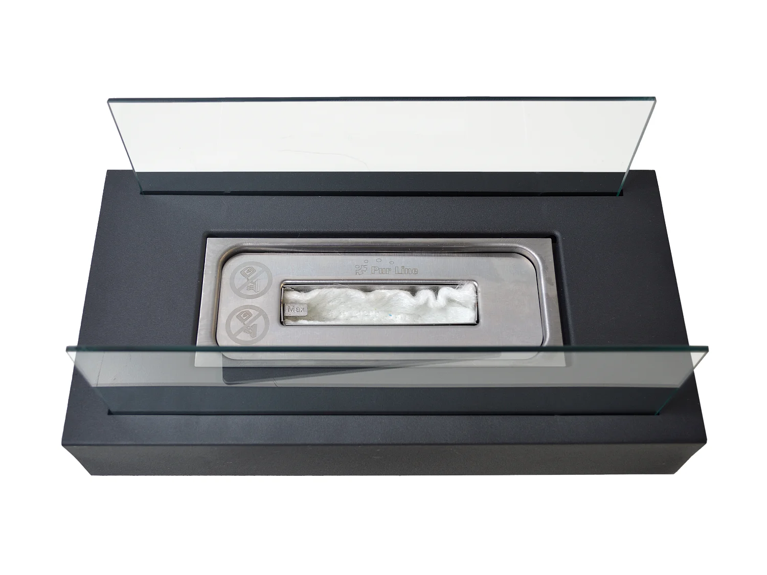 Ethanol-Tischkamin mit zwei gehärteten Glasschirmen