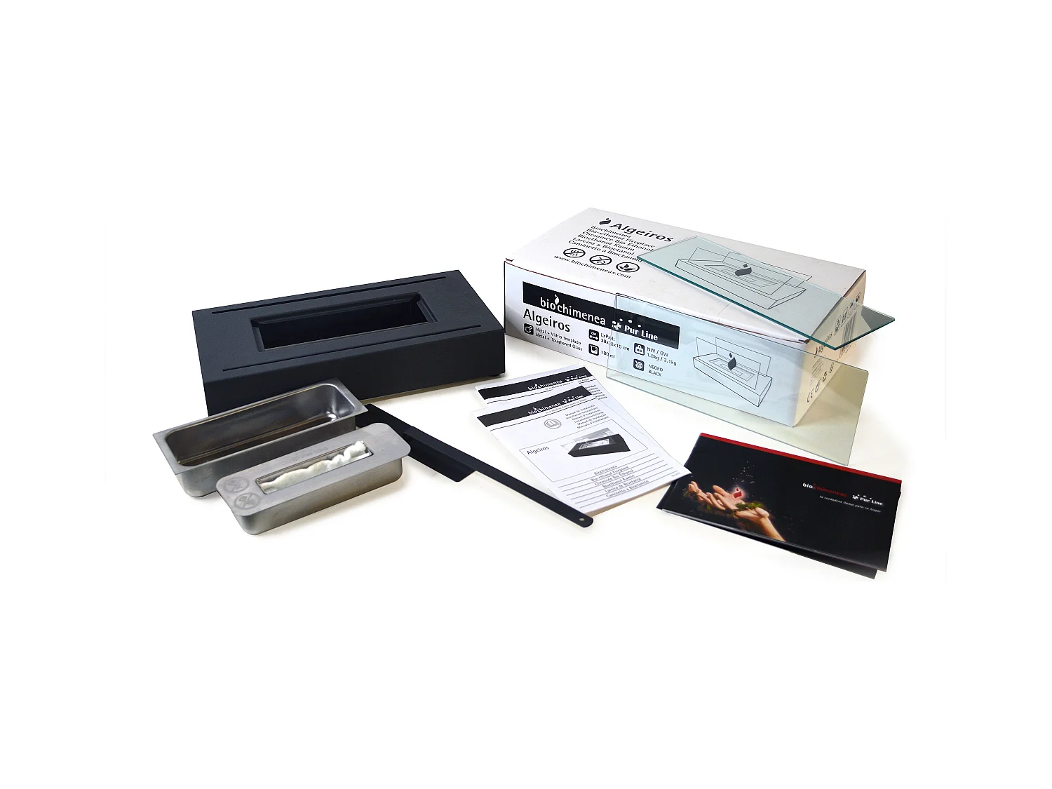 Ethanol-Tischkamin mit zwei gehärteten Glasschirmen