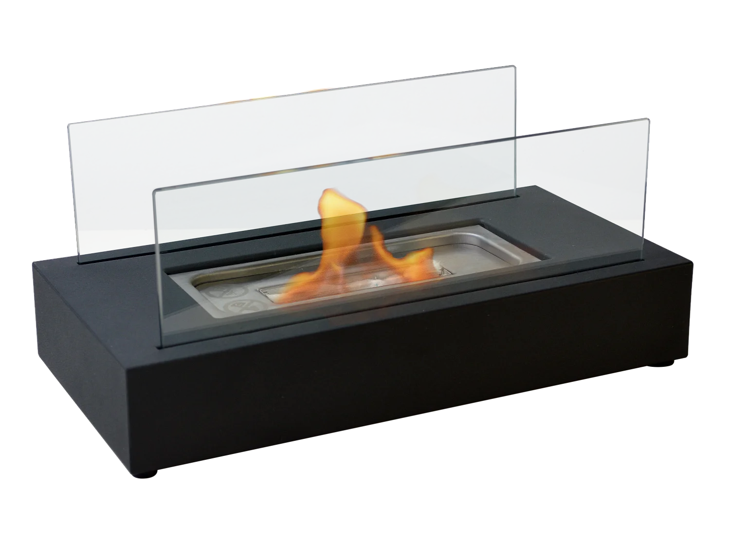 Cheminée à l'éthanol de table avec deux abat-jours en verre trempé