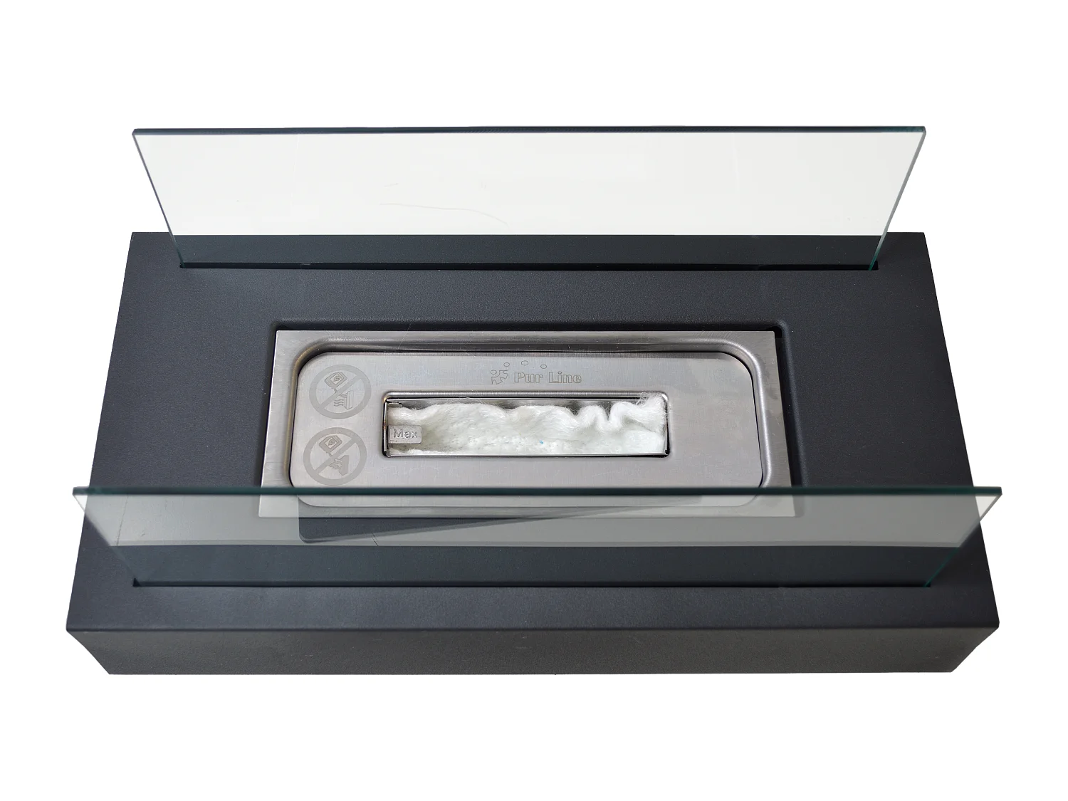 Cheminée à l'éthanol de table avec deux abat-jours en verre trempé