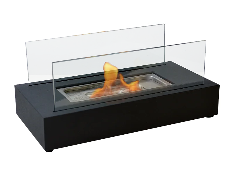 Cheminée à l'éthanol de table avec deux abat-jours en verre trempé