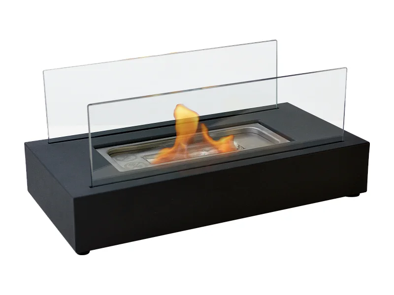 Tafelmodel ethanolhaard met twee geharde glazen kappen